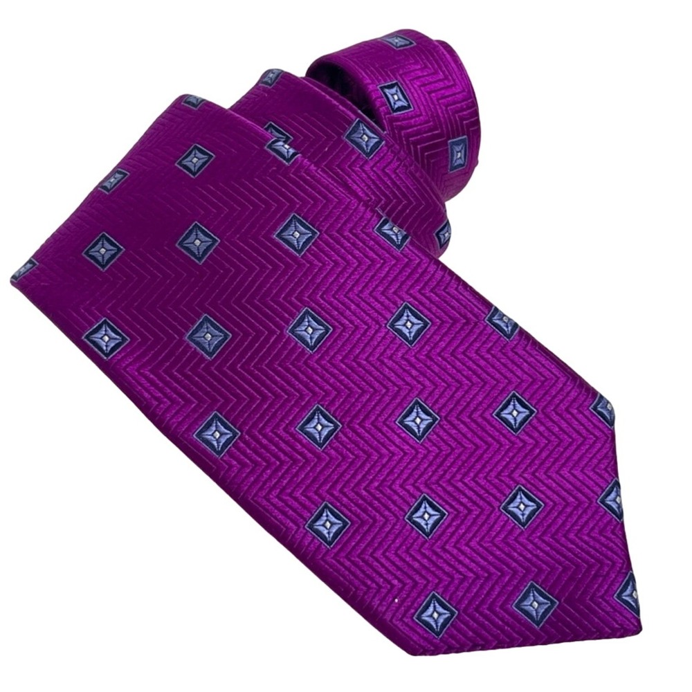 Nordstrom Men's Shop Necktie Grape Purple Geometric 3"‎